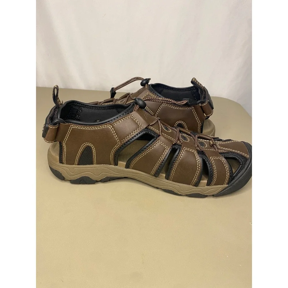 Eddie Bauer Meridian Mens Brown Fisherman Sandals Bungee Closure Size 9M